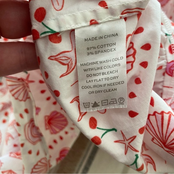 Hill House Home Pink White Ellie Nap Mermaid Shell Cherry Print Midi Dress XS - Picture 12 of 16